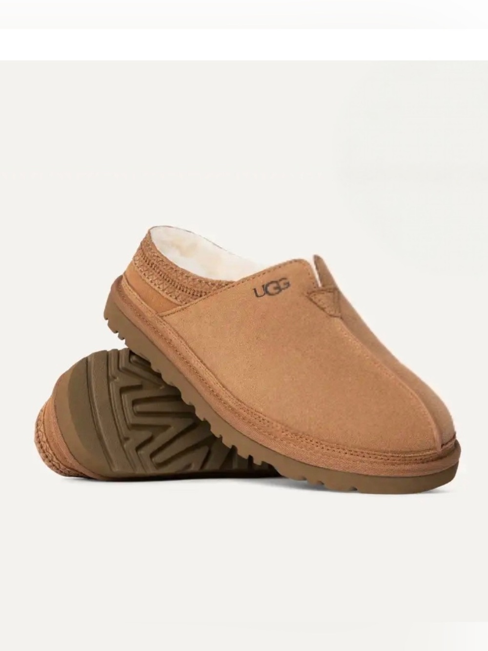 UGG Neuman Slippers Chestnut Suede Sheepskin Lined Slip On Mule Men’s 9